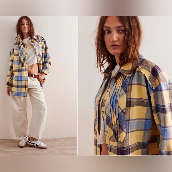 55-Free People We The Free Layla Plaid Shirt - Picture 3 of 5